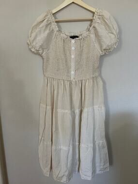 Helium London Linen Blend Dress SZ Large Cottage Core
